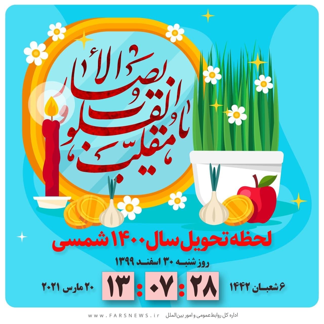 لحظه و زمان دقیق تحویل سال ۱۴۰۰ خورشیدی